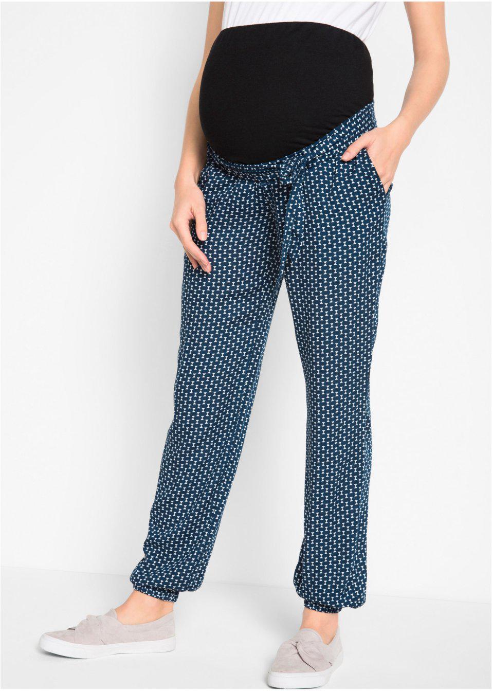 CIĄŻOWE GRANATOWE NADRUK 42 1D4G12 BONPRIX SPODNIE Marka Bonprix