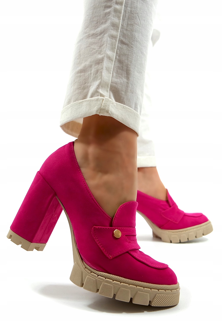 Damskie fuksja półbuty wysoki słupek 38 Rozmiar 38