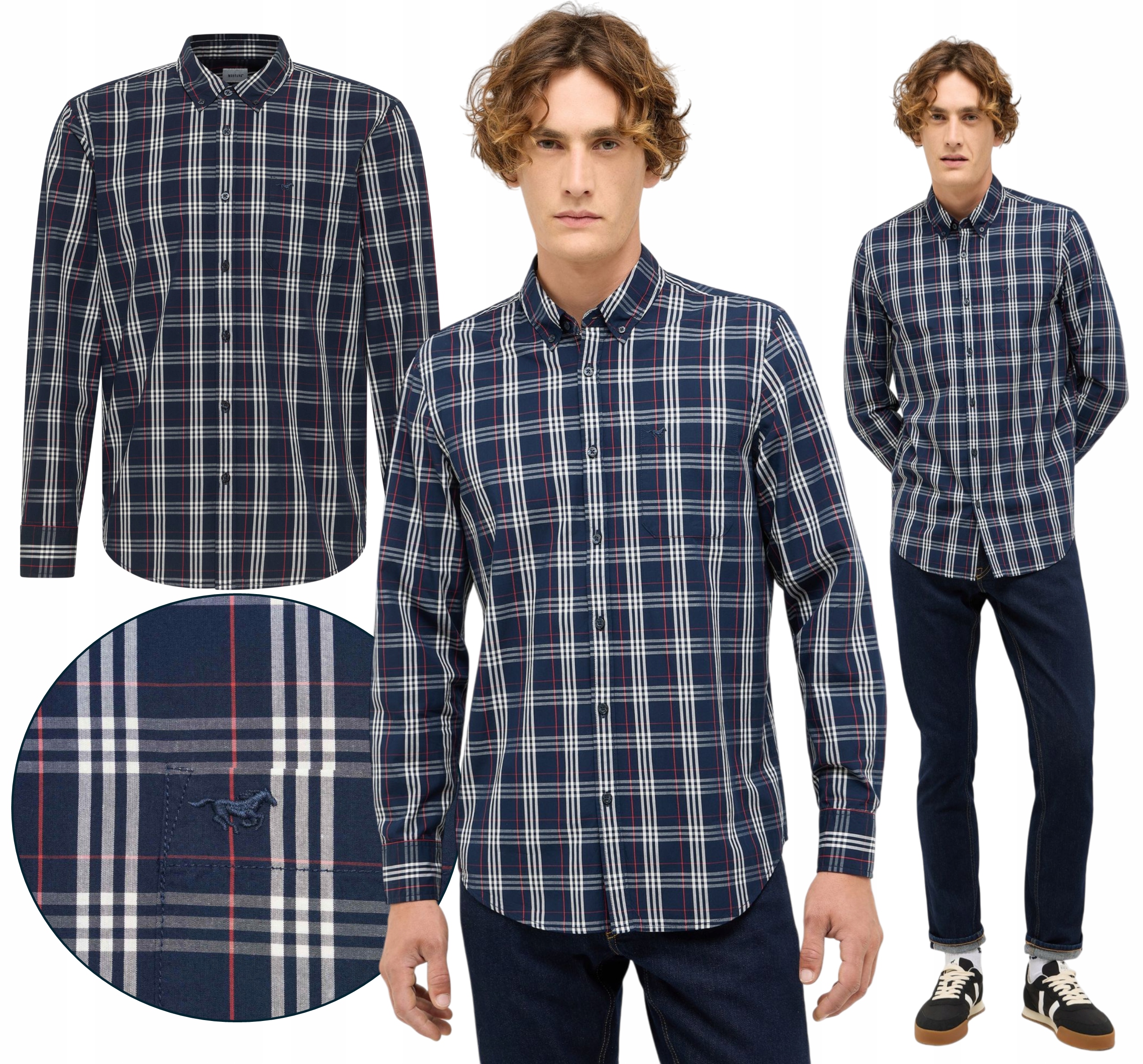 Pánská košile Mustang s dlouhým rukávem Regular Kratka Bavlna Chester L