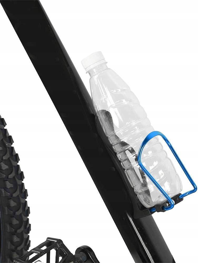 KOSZYK DO ROWERU UCHWYT ROWEROWY NA BIDON BUTELKĘ REGULOWANY METALOWY Kolor dominujący odcienie niebieskiego