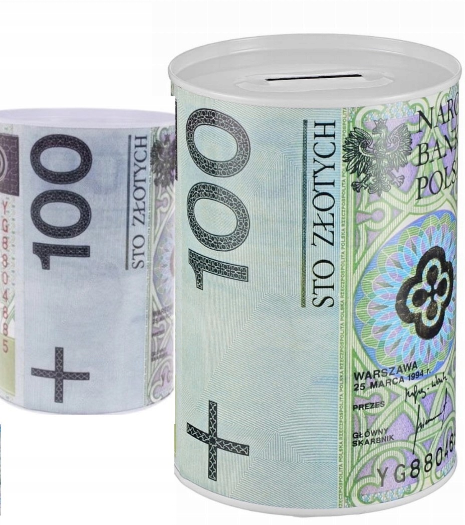 

Skarbonka Puszka Banknoty Pieniądze 100 Zł