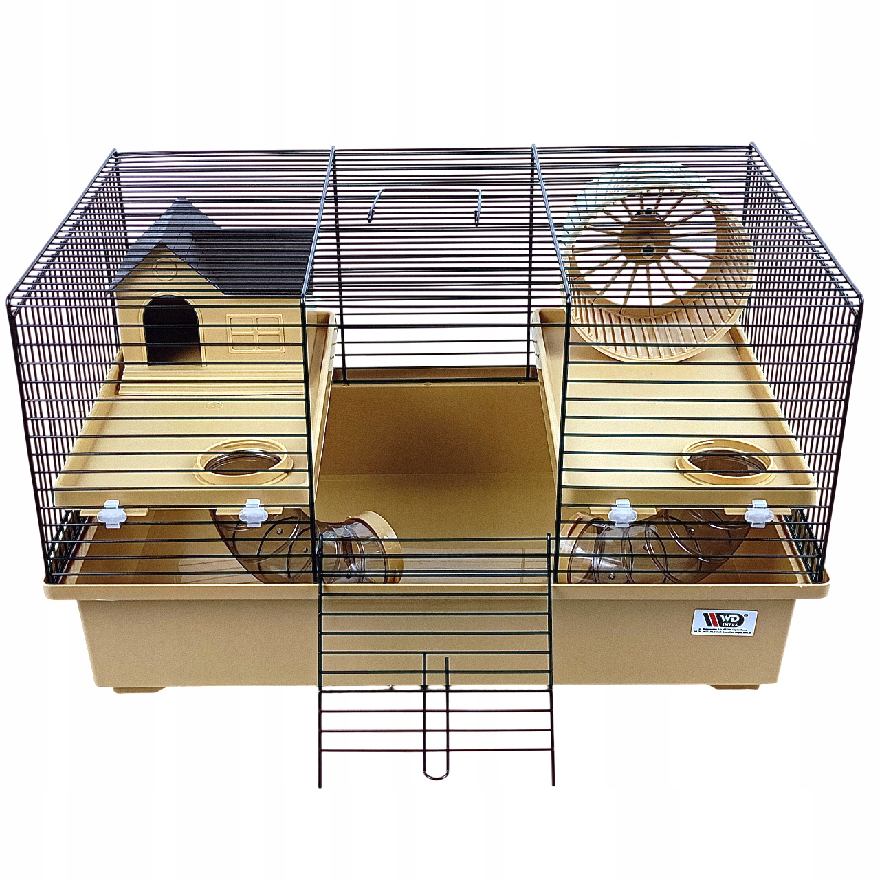 Levně Klec pro křečka hlodavce myšky patrová tunely domeček kolotoč Béžová