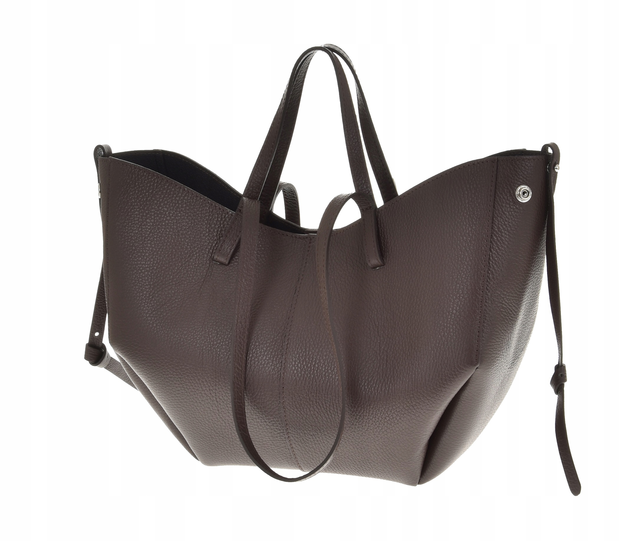 Dámská kožená kabelka Vera Pelle Hnědá Shopper A4 na rameno kůže lodička