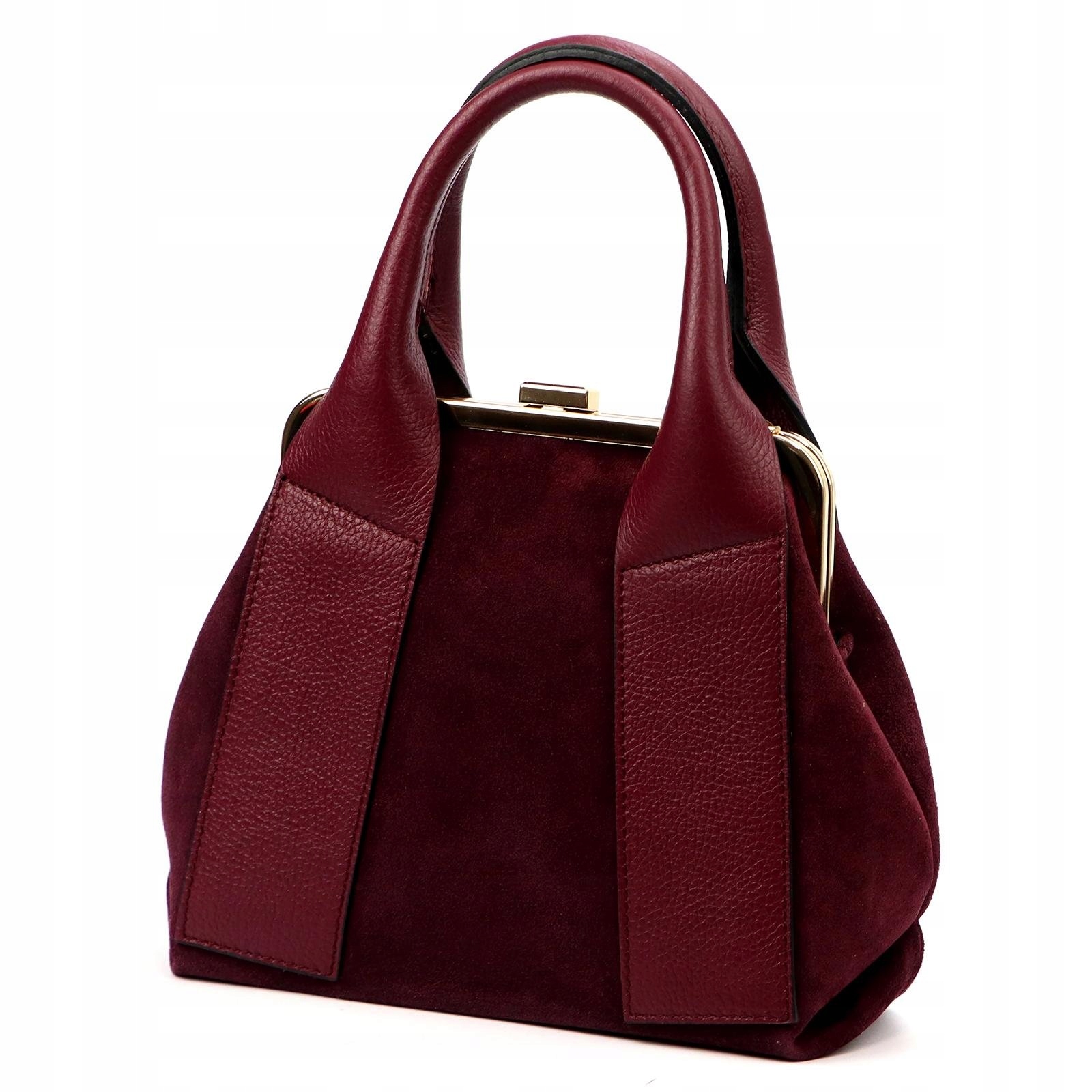 Dámská kufřík kožená kabelka bordó s popruhem Luka