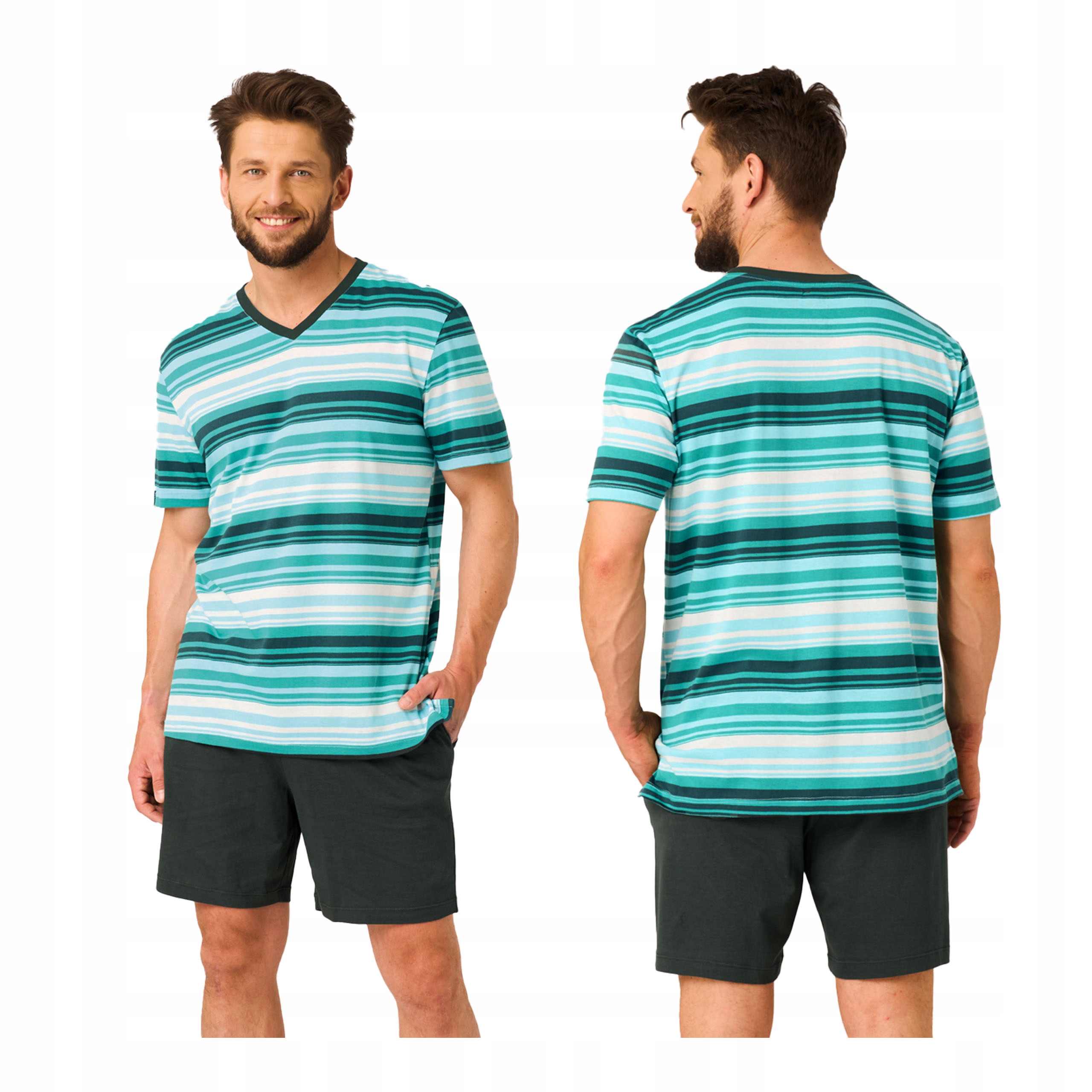 Pánské bavlněné krátké pyžamo M s krátkým rukávem s krátkými kraťasy Key