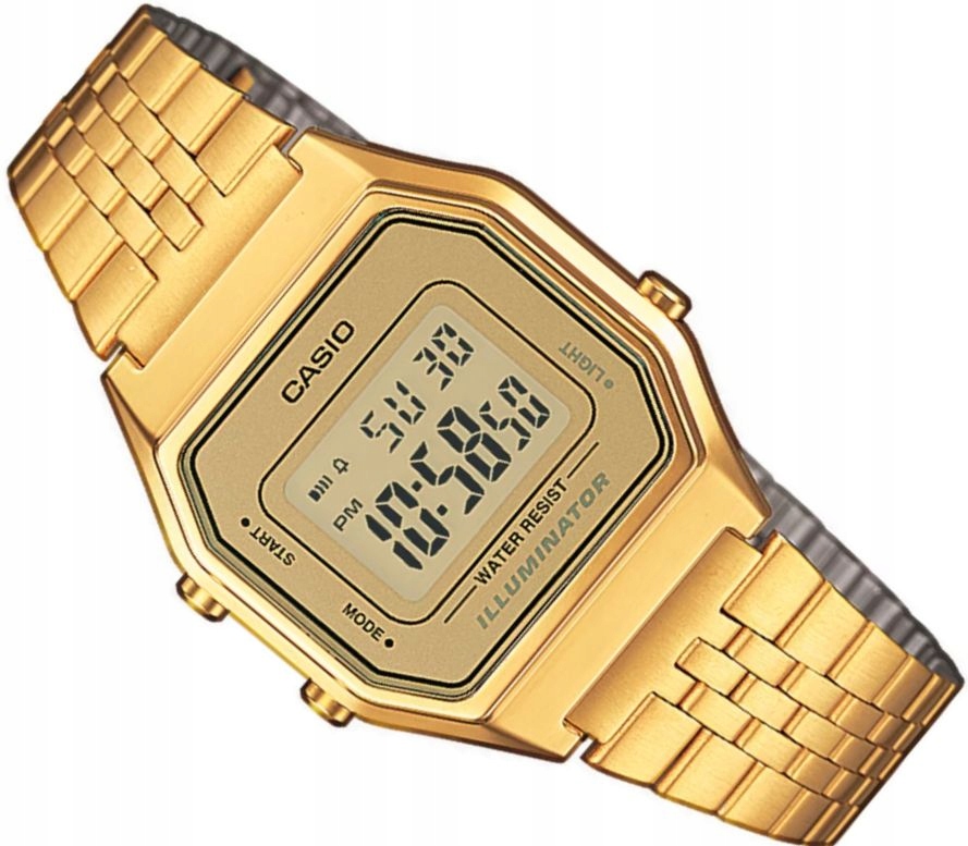 Módní Dámské Vintage Zlaté Hodinky Casio LA680WEGA-9ER Digitální Alarm Krabička