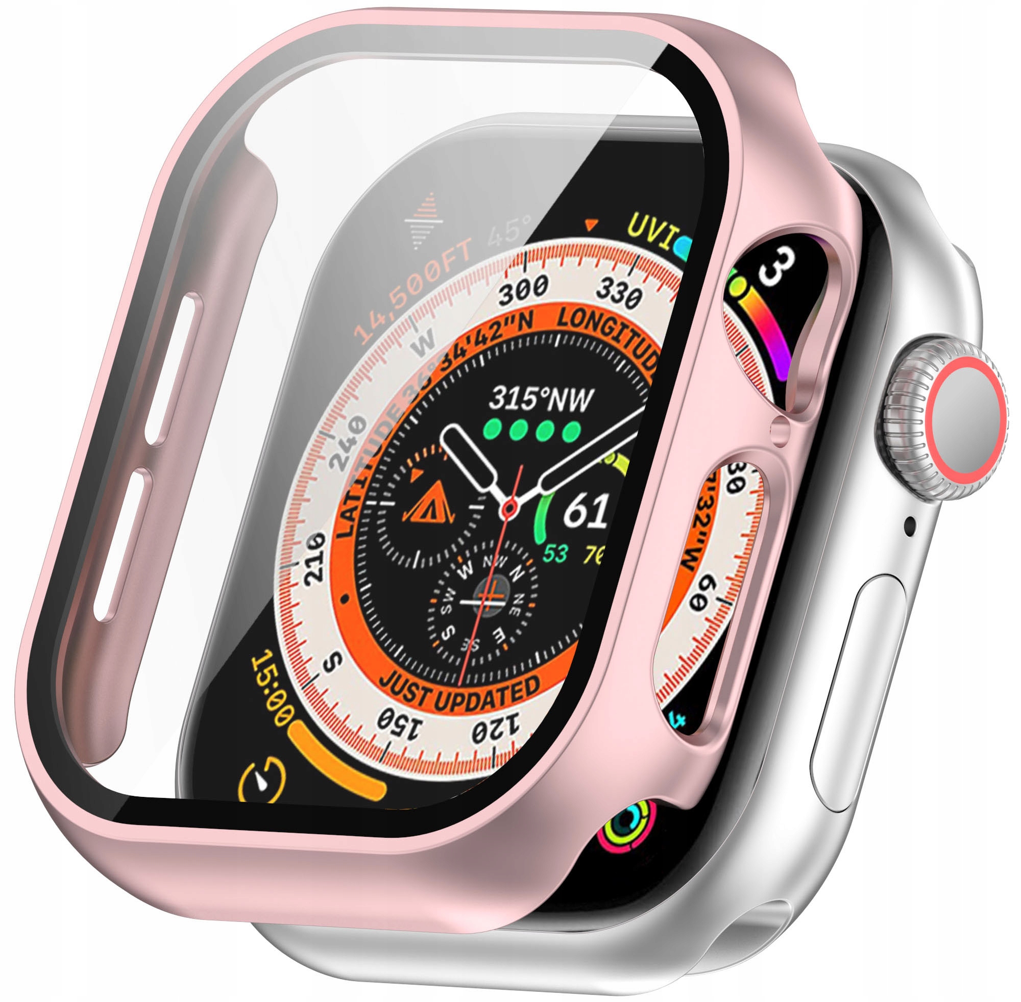 Etui Ochronne Szkło Hartowane 2W1 Do Apple Watch 10 11 42MM Różowy