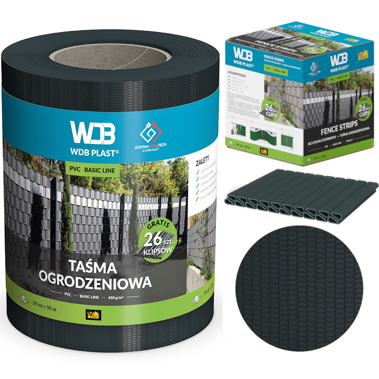 Taśma Ogrodzeniowa Antracyt 19x50 Osłona Na Ogrodzenie Panelowe Płot Grafit