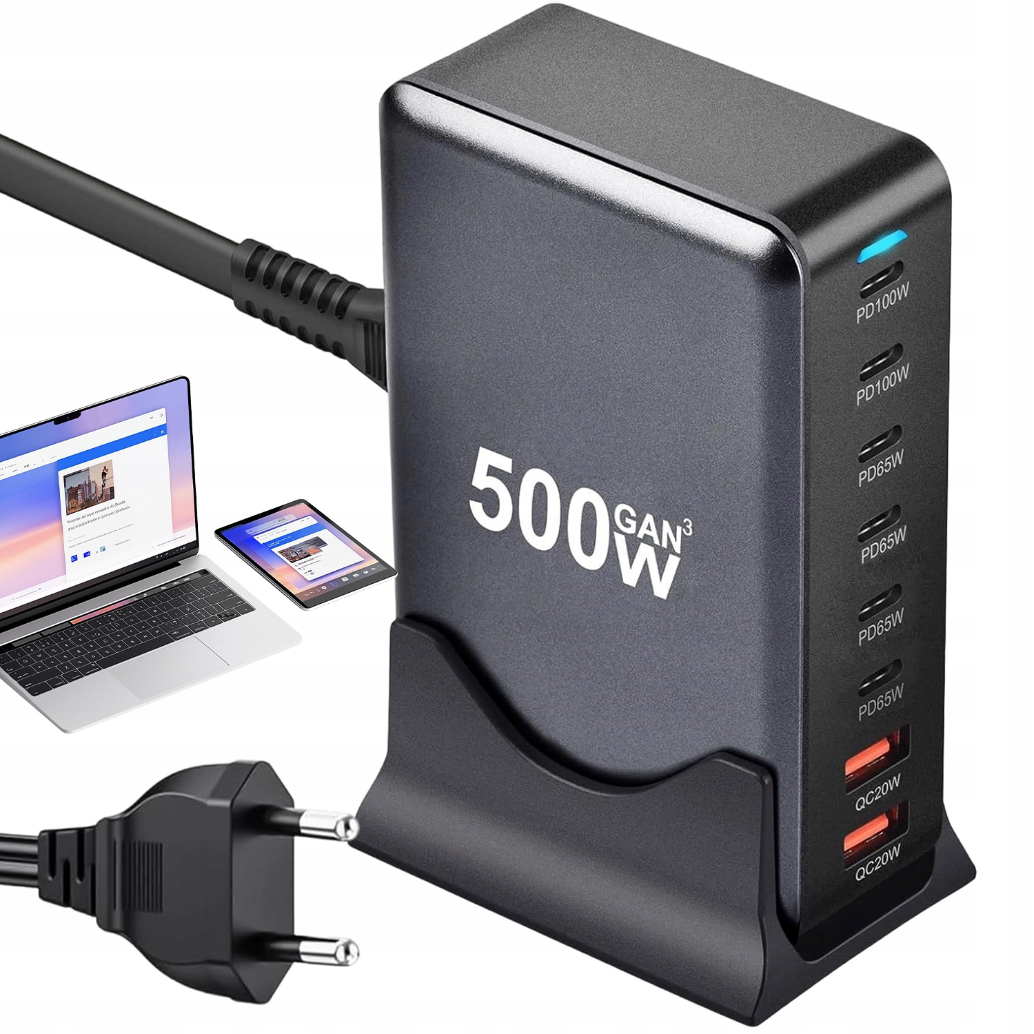 Ładowarka Wieloportowa Sieciowa 8 Portów 500W Stacja Ładująca Do Telefonu