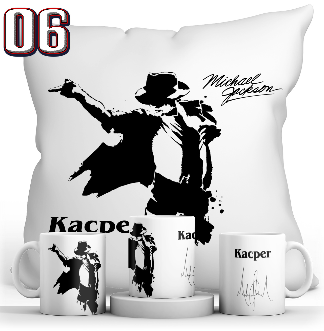 ZESTAW MICHAEL JACKSON KUBEK + PODUSZKA + IMIE Marka Resolid