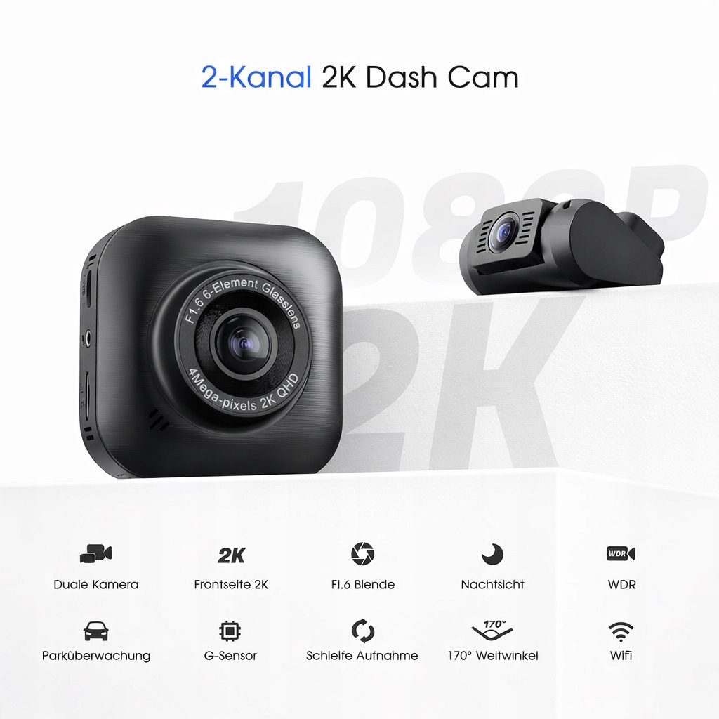 Avylet A2S Videorekordér do auta Predná a zadná časť, 4K/1080P Wi-Fi