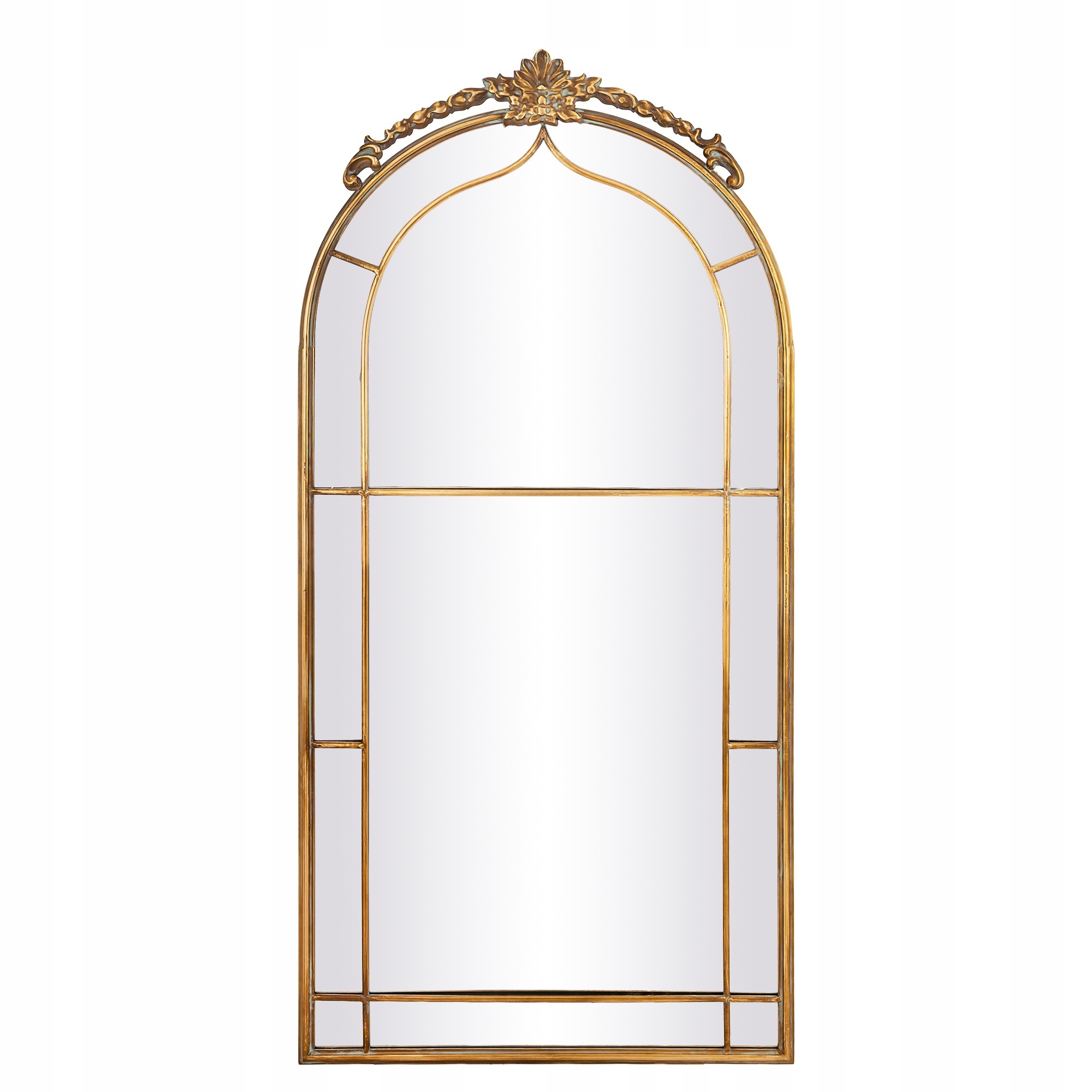 Zlaté dekoratívne zrkadlo Okiennica Typ Gotické okno Oblúkové Retro