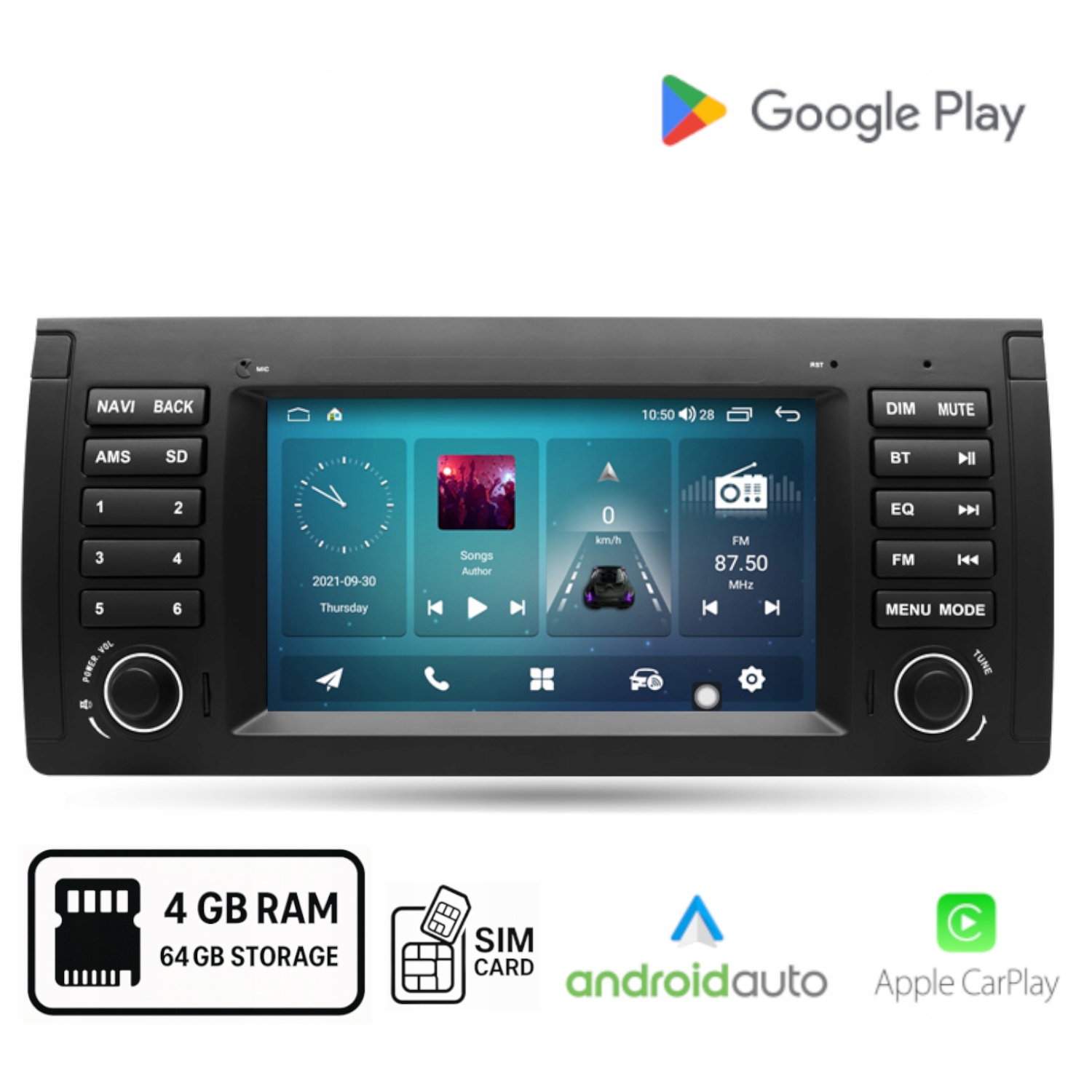 Rádio Android Bmw X5 E53 Android Auto Carplay Sim 4+64 Gb