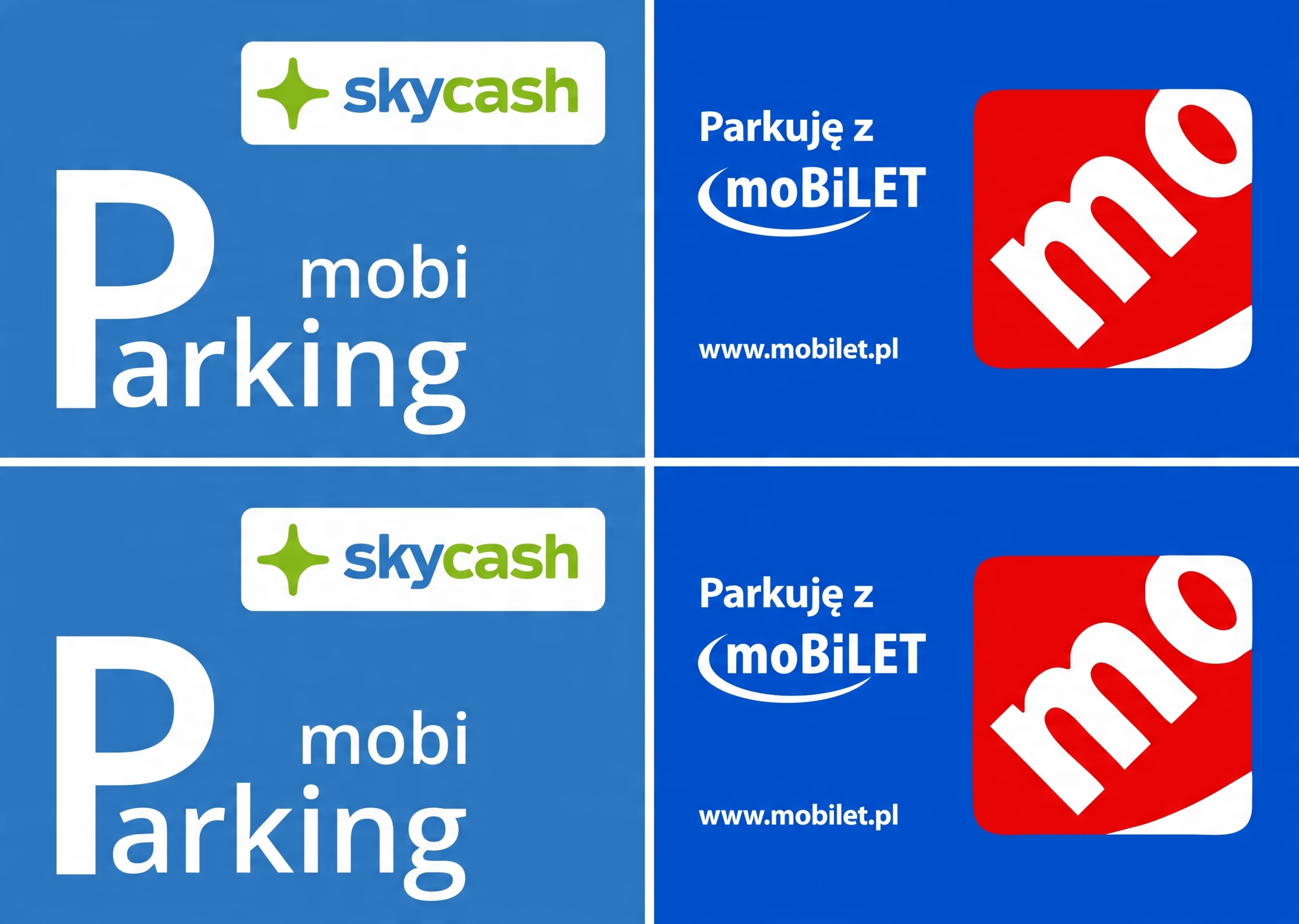 

Naklejki parkingowe moBILET i skycash 4 sztuki