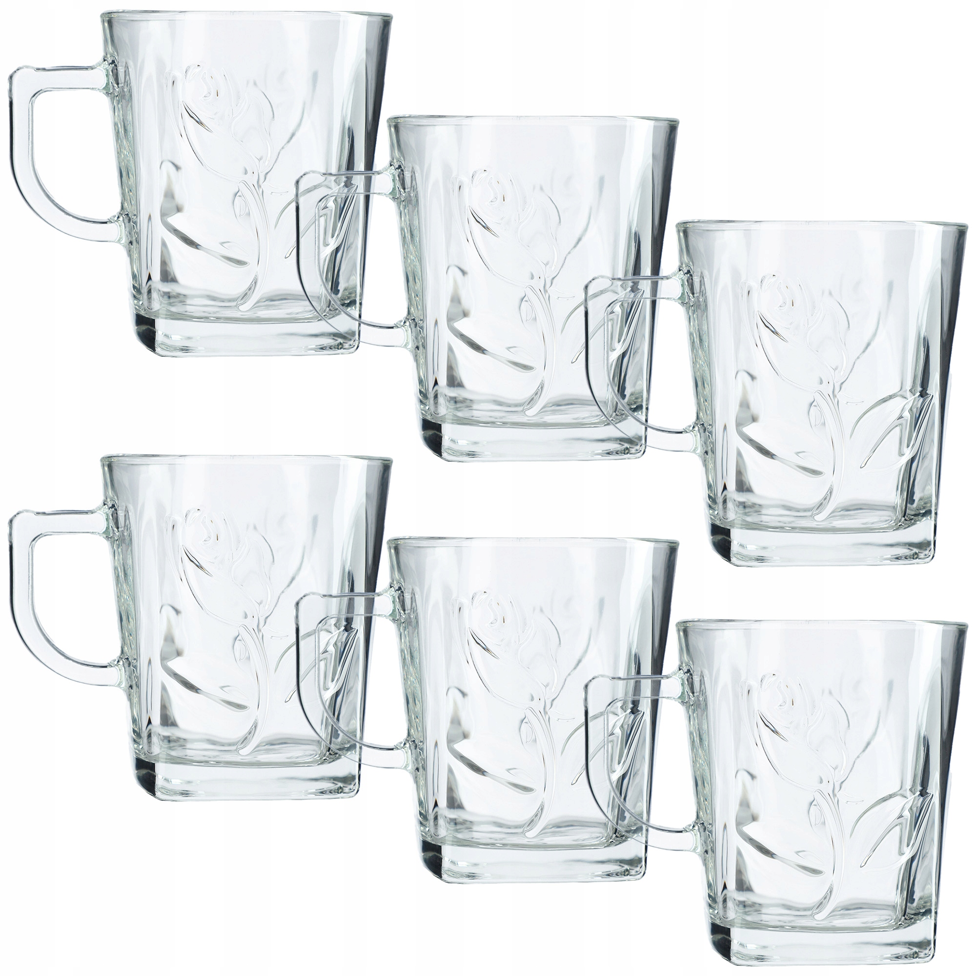 6x SZKLANKI 260ml DO HERBATY KAWY SOKU ZESTAW SZKLANEK Z UCHEM WZÓR Materiał wykonania szkło