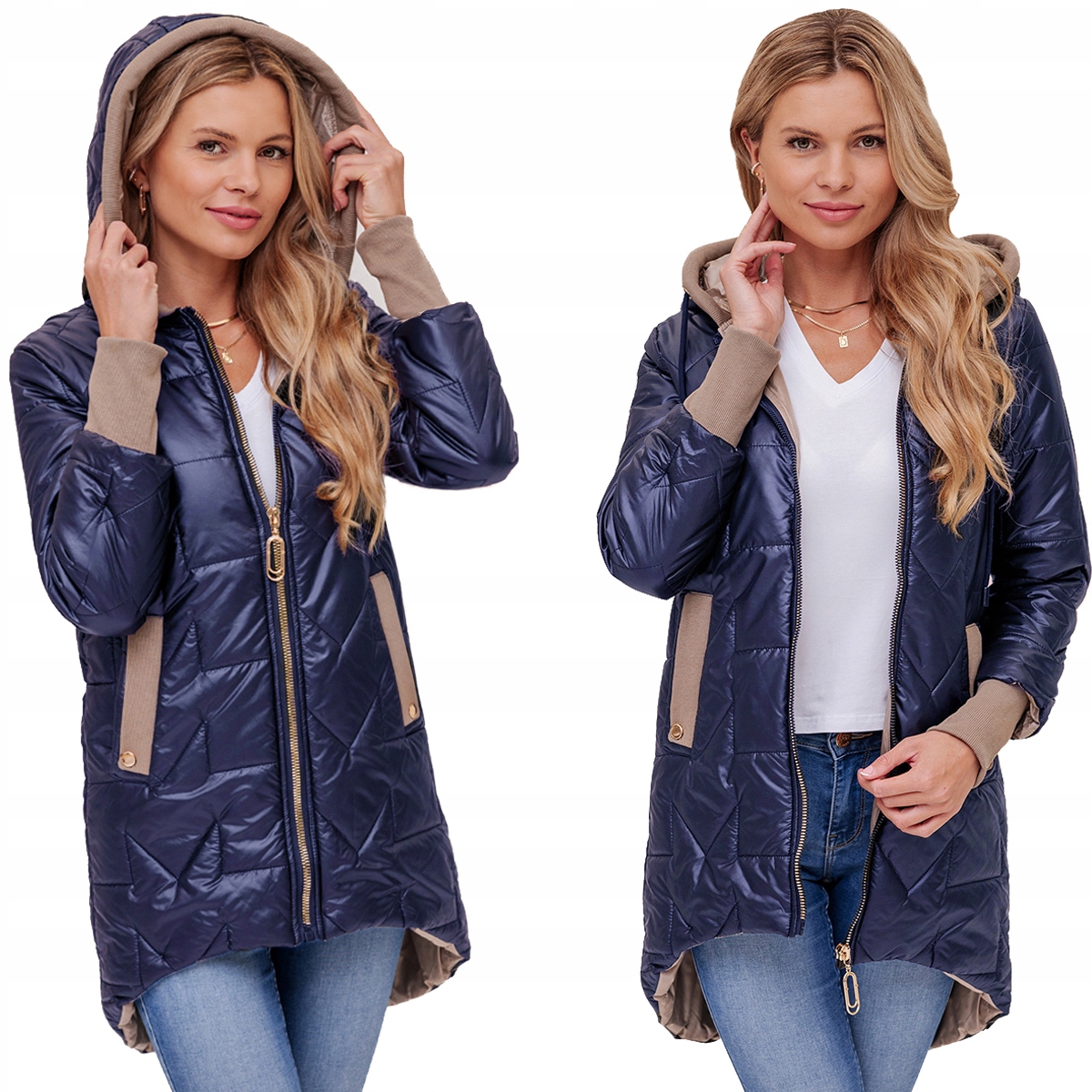 Asymetrická Jarní Přechodová Dámská Bunda S Kapucí, Lehká, Barvy M