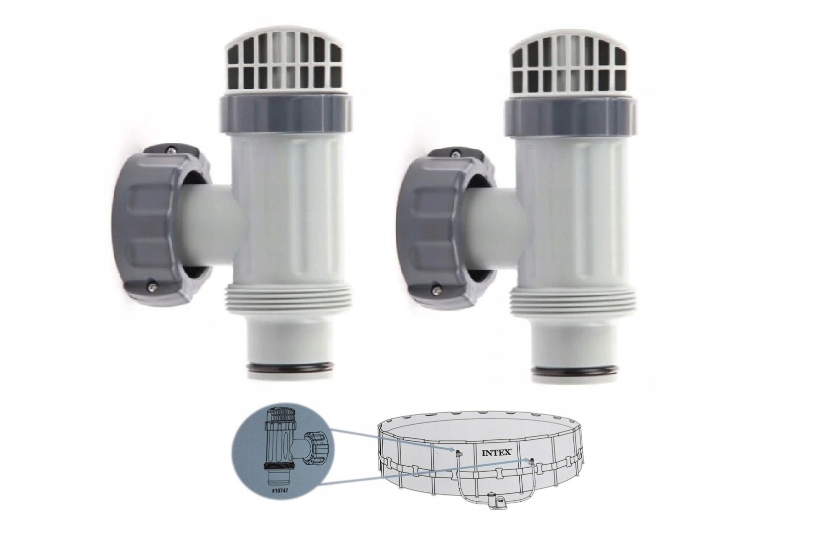 2x Intex 10747 Zawór Z Uszczelką Kran 38 mm do basenów , Intex 25010