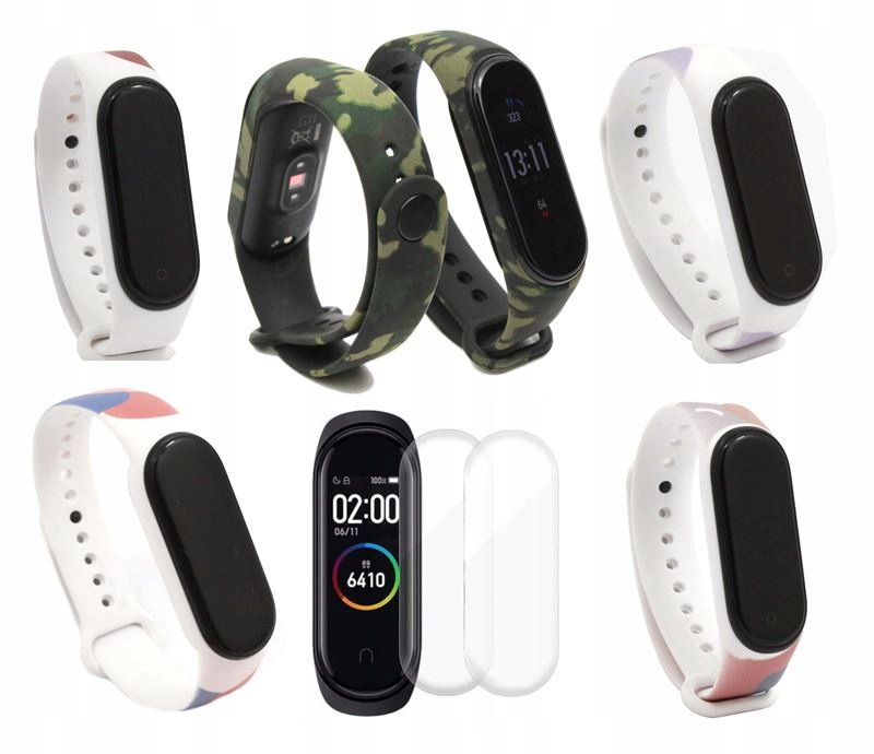 

5x Opaska pasek do Xiaomi Mi Band 3 / 4 + 2x Folia