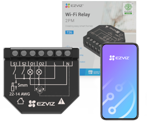 Przekaźnik WiFi Ezviz T36 2-kanałowy Monitor zasilania Smart Home Aplikacja