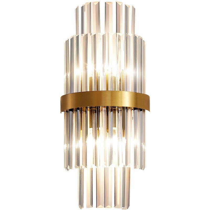Como zlatá krištáľová nástenná lampa H55 cm 2xE14
