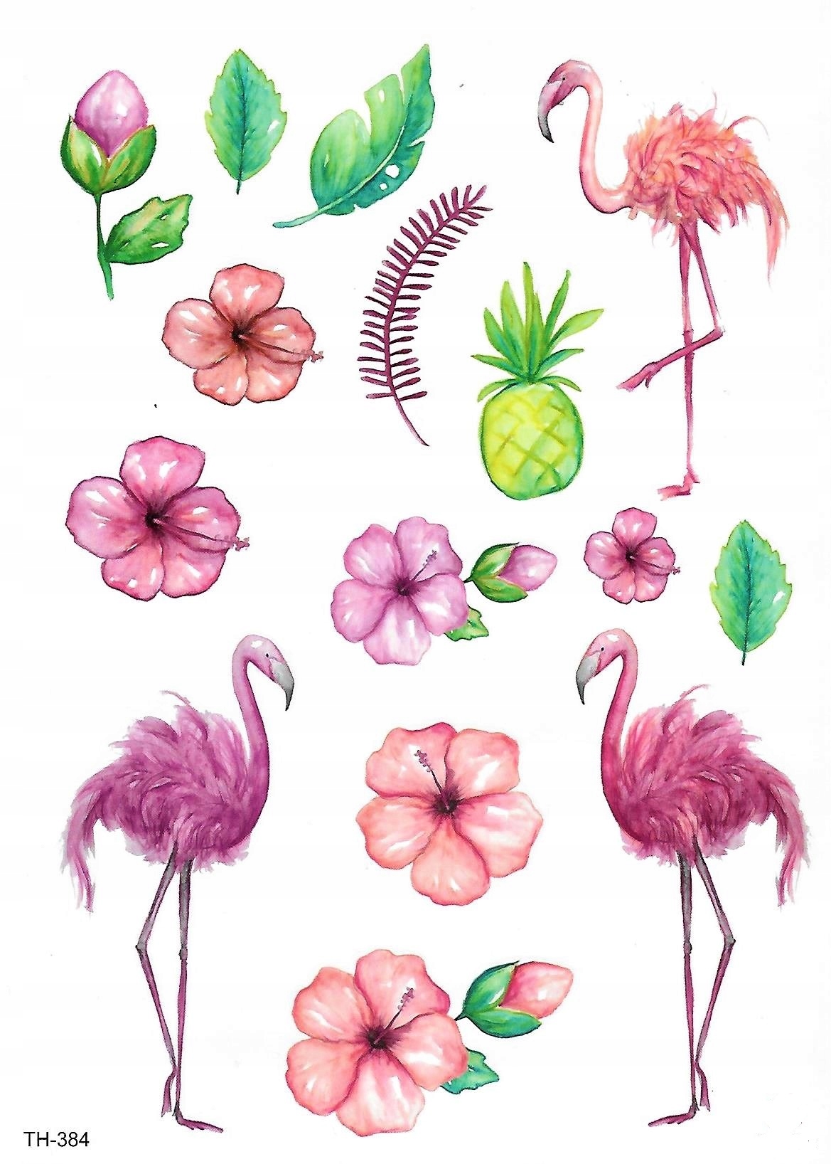 

Tatuaż zmywalny dla dzieci flaming ananas kwiaty