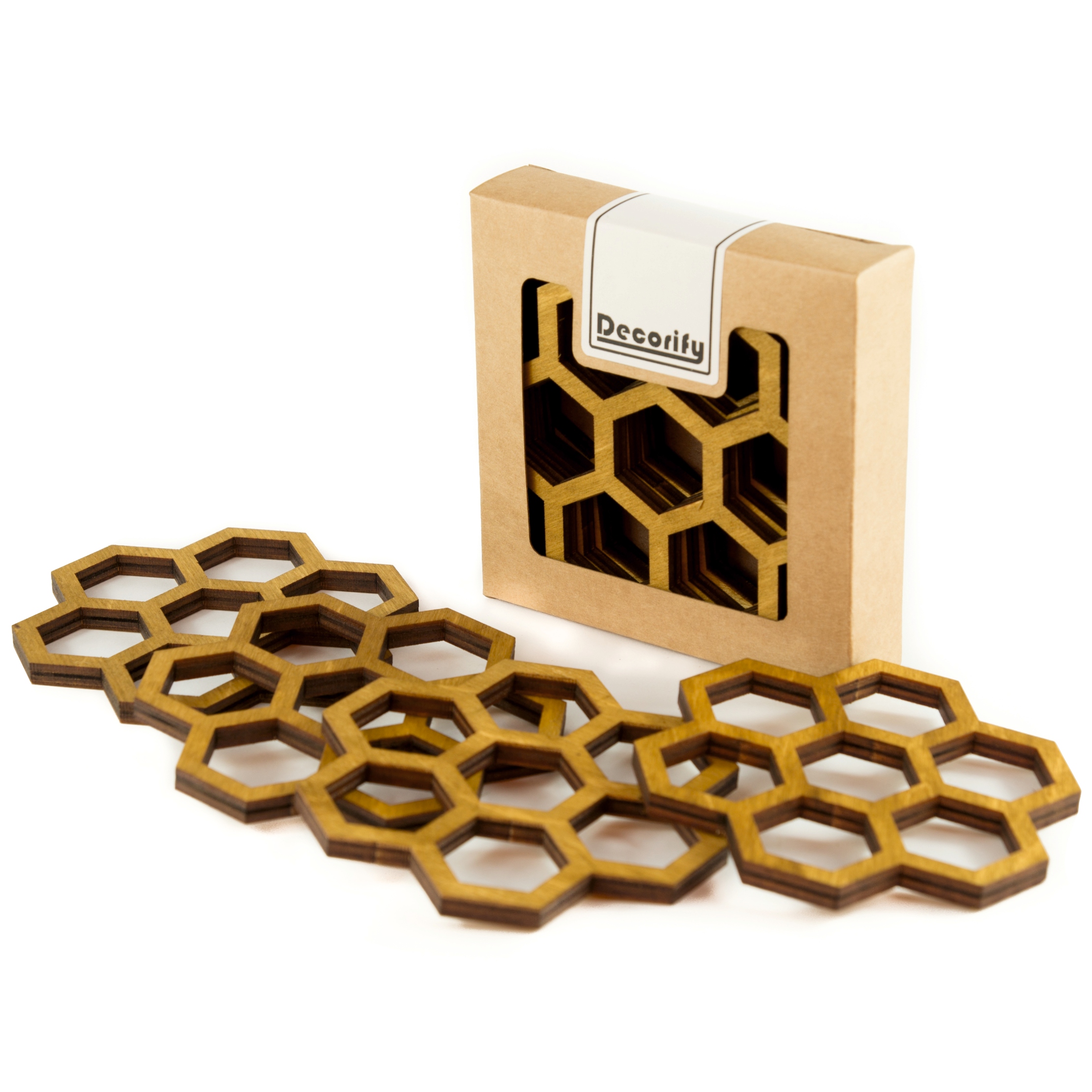 

Podkładka Drewniana pod kubek Hexagon 4 sztuki