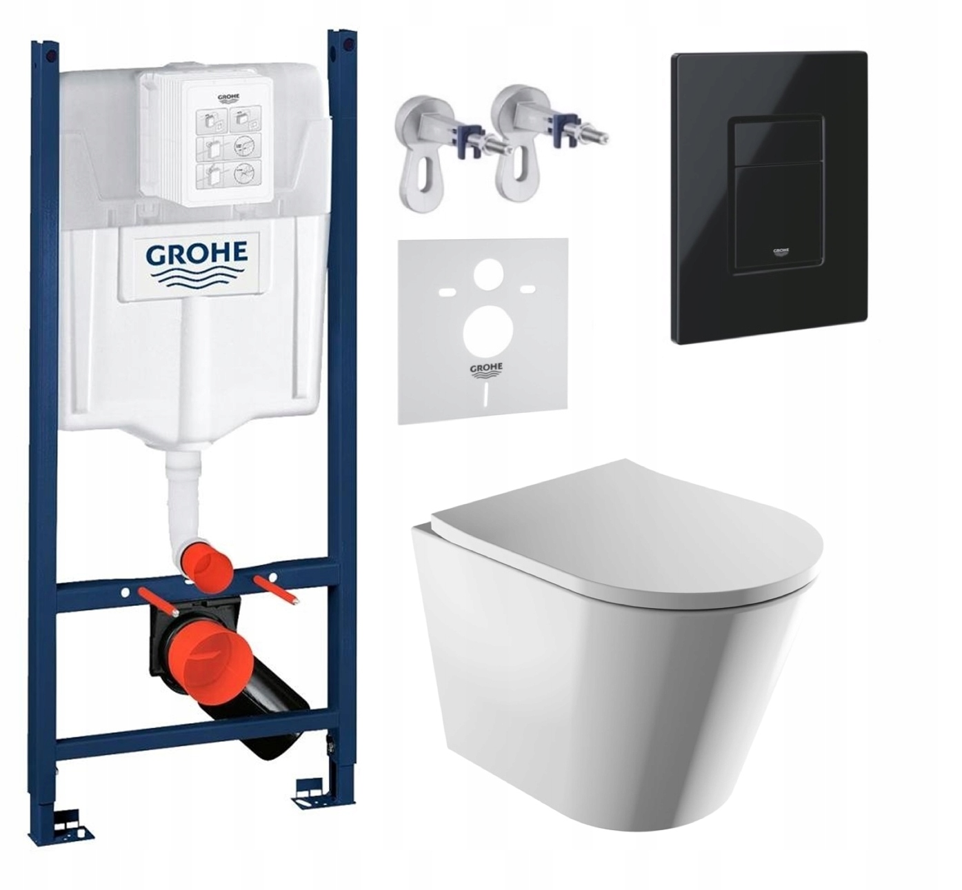 Sada Wc roštu Grohe s Wc misou Tampa a tlačidlom čierny lesk Fresh