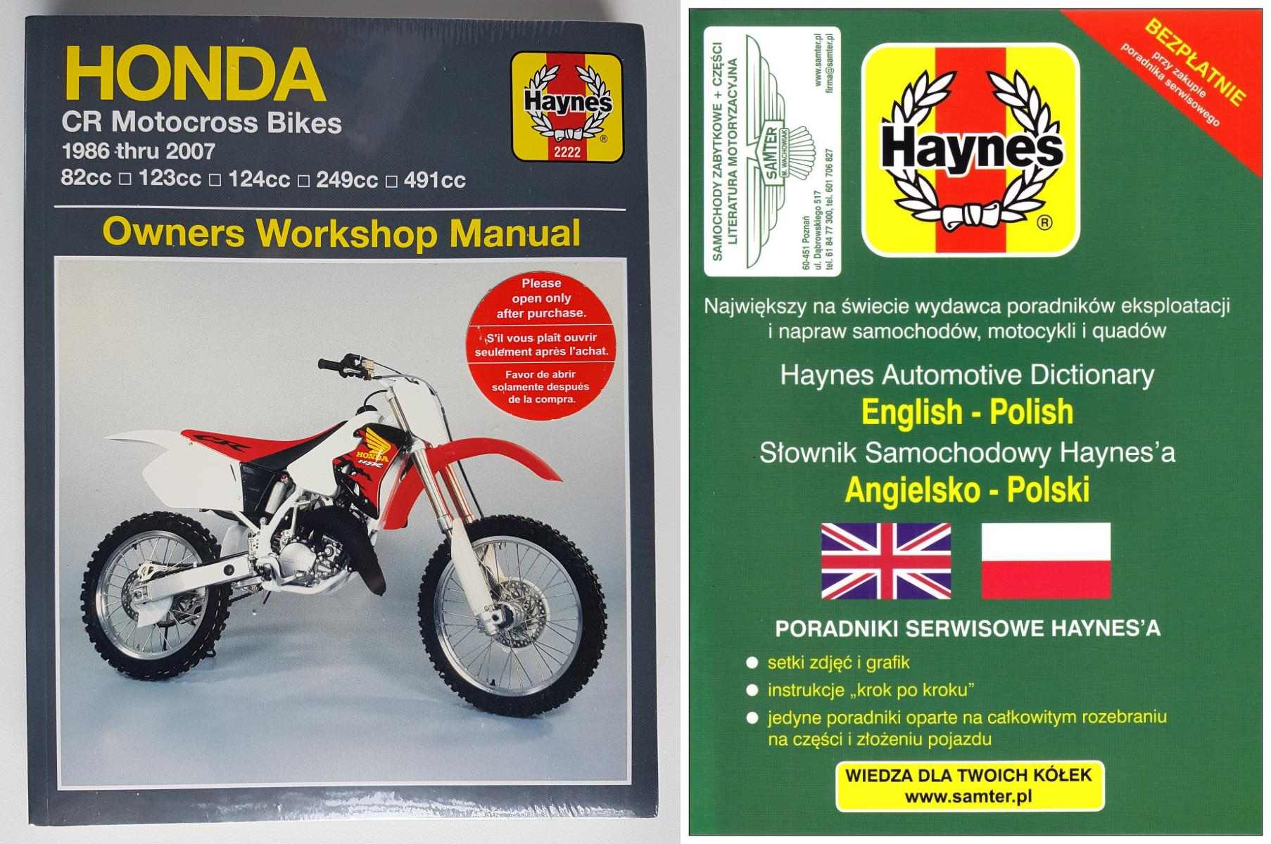 Honda CR80R CR85R CR125R CR250R CR500R 86-07Haynes