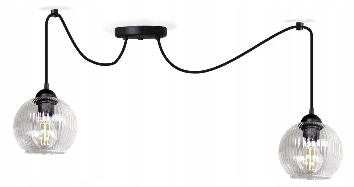 Závěsná stropní lustrová lampa Pajak Glass s rýhovanými stínidly pro lampy nad stolem