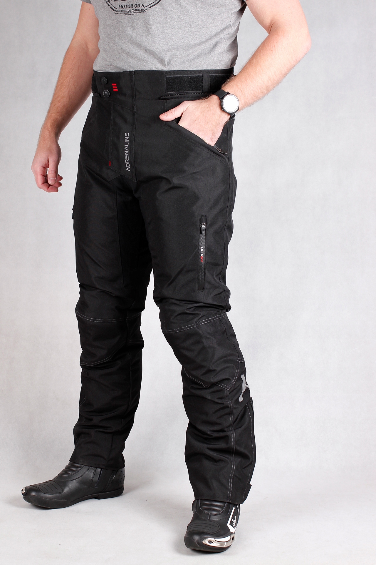 SPODNIE MOTOCYKLOWE ADRENALINE SOLDIER czarne Model SOLDIER