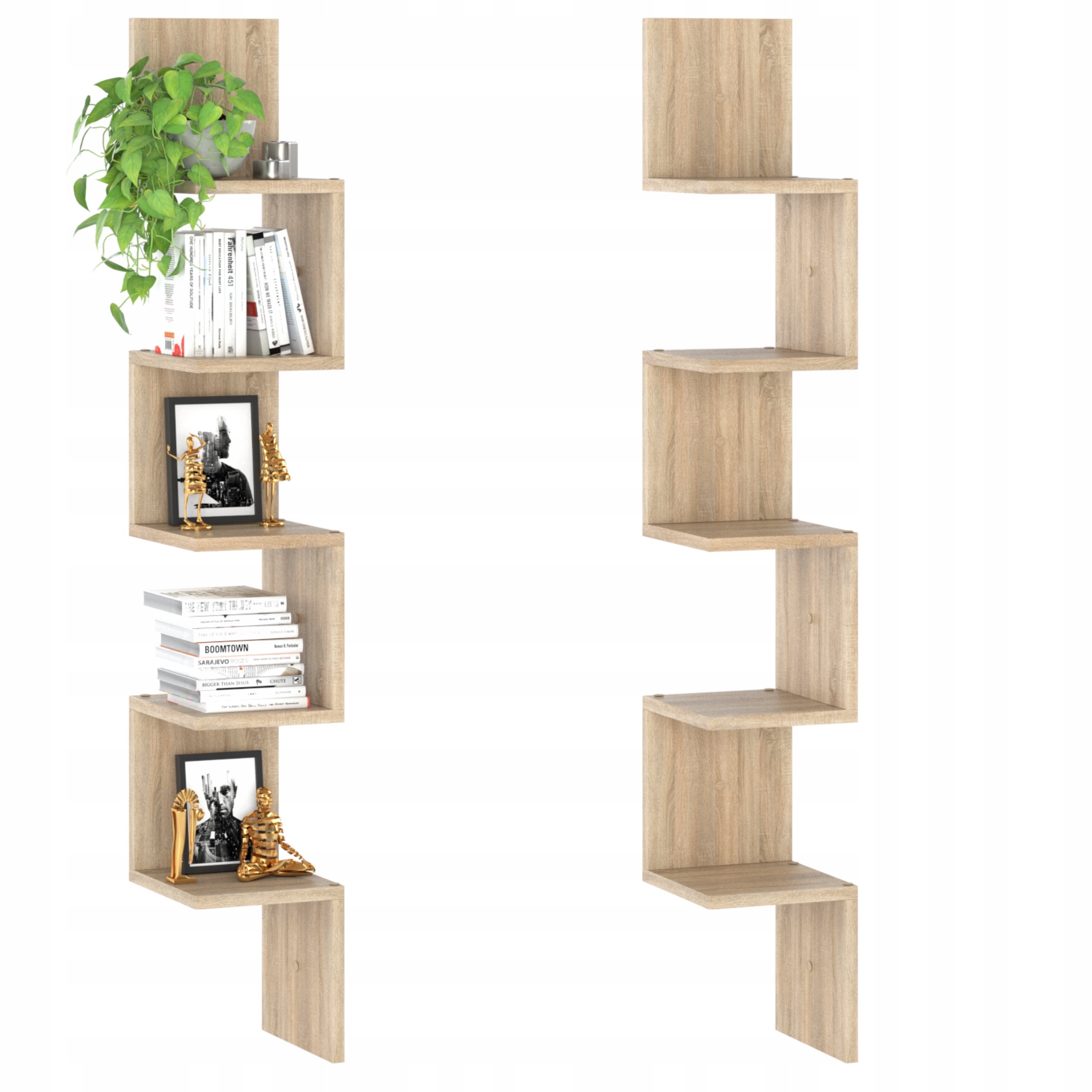 Półka Wisząca Ścienna Narożna Sonoma Regał Półka Na Książki Zabawki Loft Głębokość mebla 22.2 cm