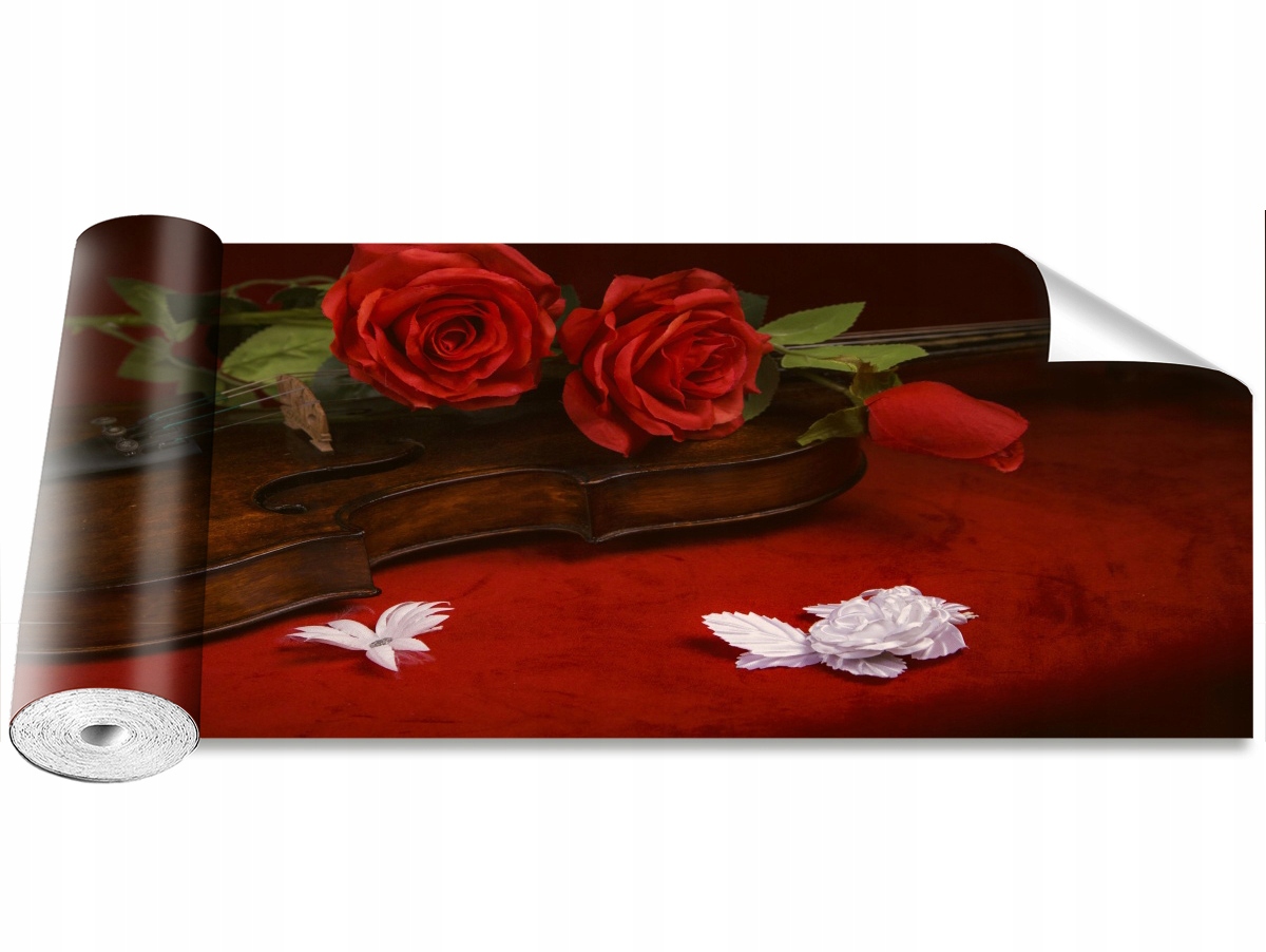 

Tapeta Samoprzylepna Skrzypce Róże - 250x104
