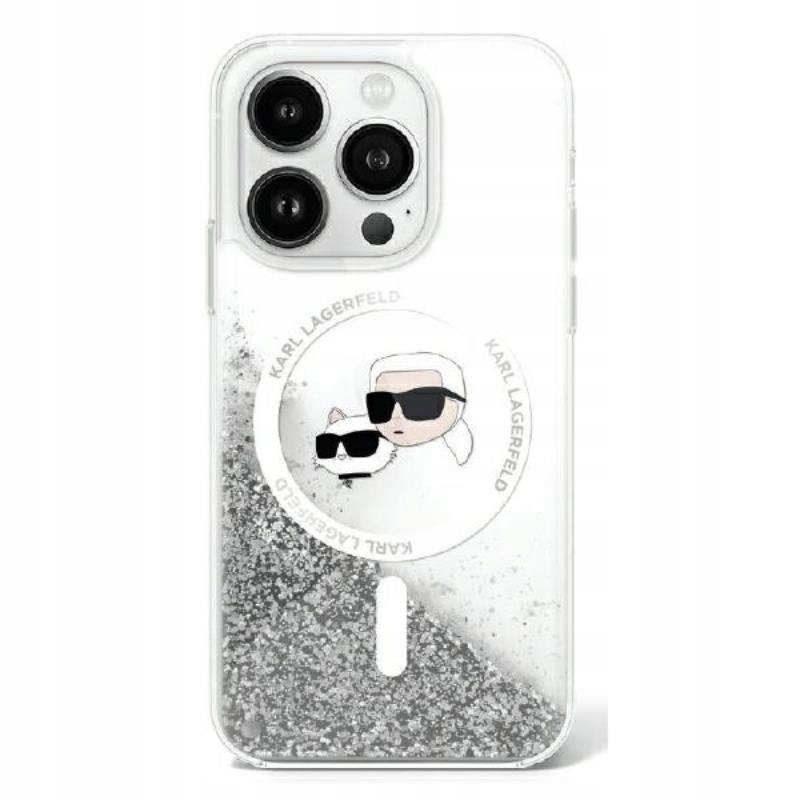 Karl Lagerfeld Liquid Glitter Karl & Choupette Head MagSafe Pouzdro iPho
