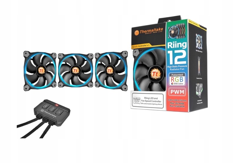 WRiing Thermaltake 12 Led Rgb – sada 3 ventilátorů s ovladačem, 120 mm