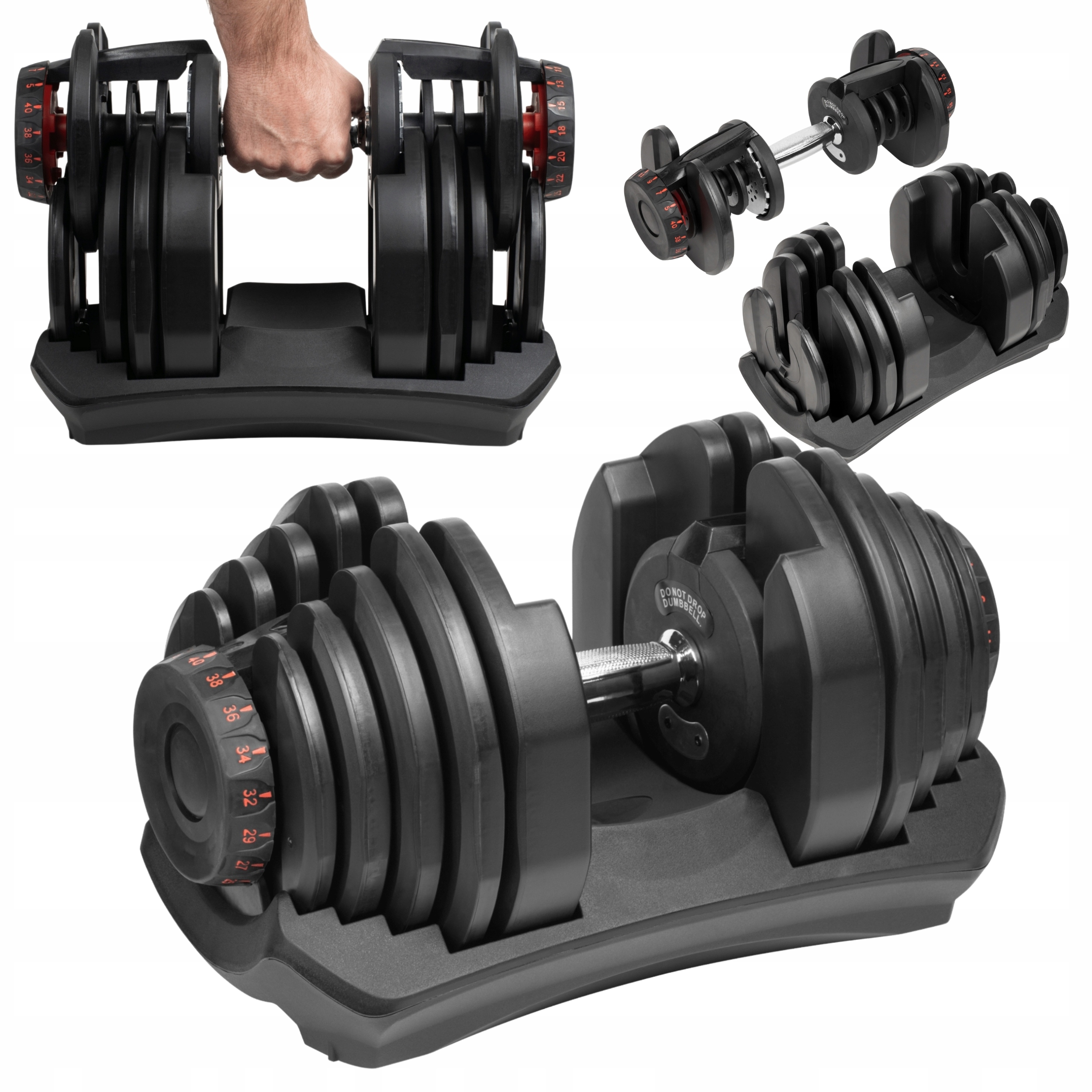 Hantle Regulowane Ciężar Hantla Szybki System Regulacji 5-40KG Zestaw 4SZT