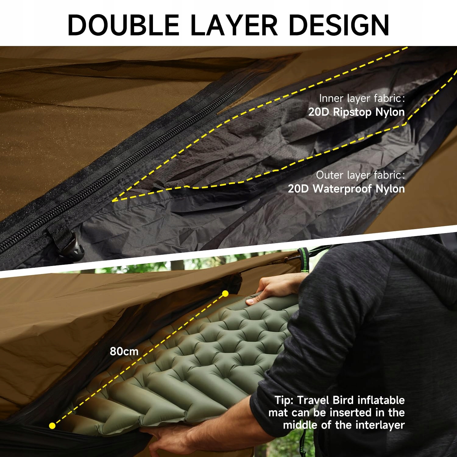 Zestaw Hamakowy Z Moskitierą Płachtą Na Deszcz Turystyczny 4w1 TRAVEL BIRD — miniatura 3