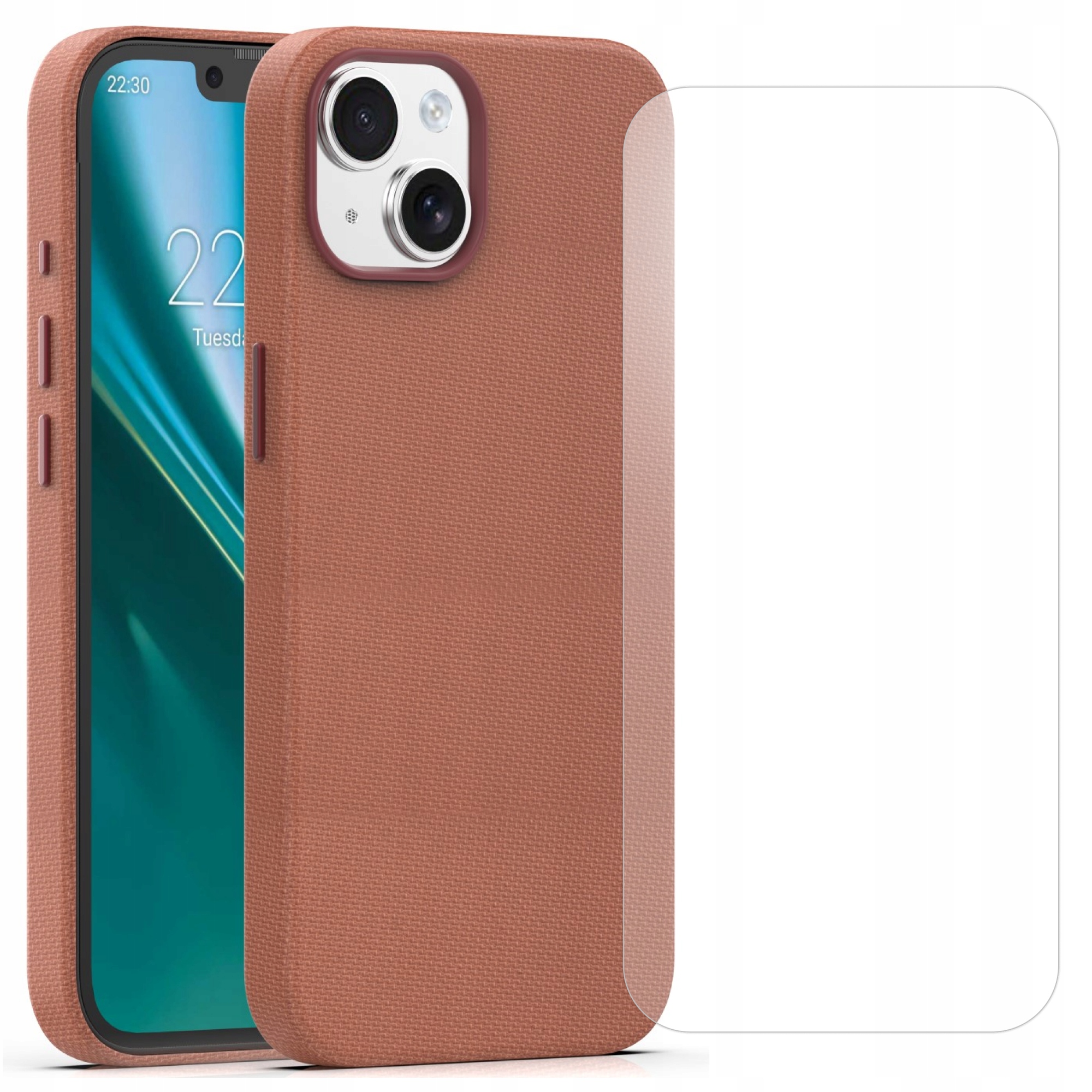 Etui do iPhone 15 brązowe Etteri dopasowane plecki magnetyczne Szkło