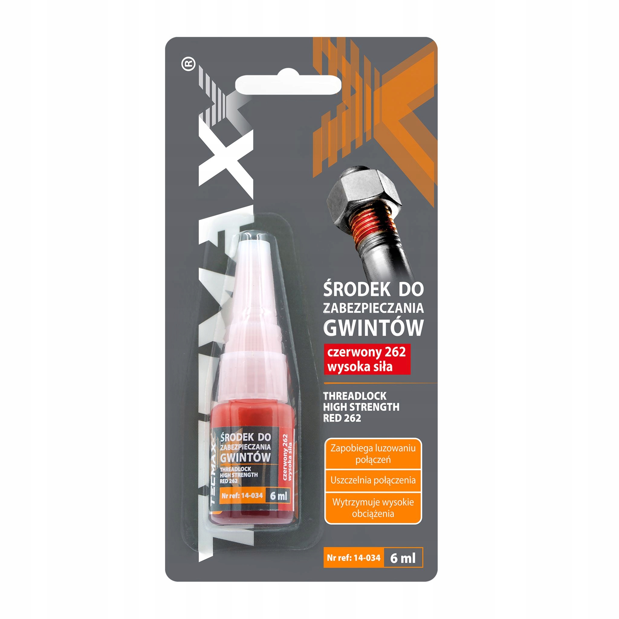 Klej do Gwintów Tecmaxx Zabezpieczenie Silne Czerwone 6ml 14-034