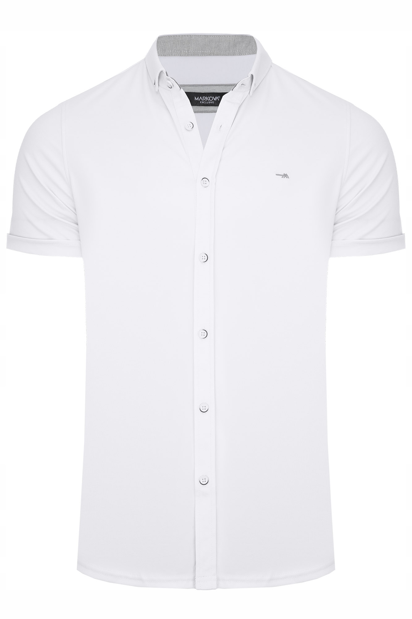 Pánská Polokošile S Krátkým Rukávem Pletenina Halenka Rozepínací Bílá Casual XXL