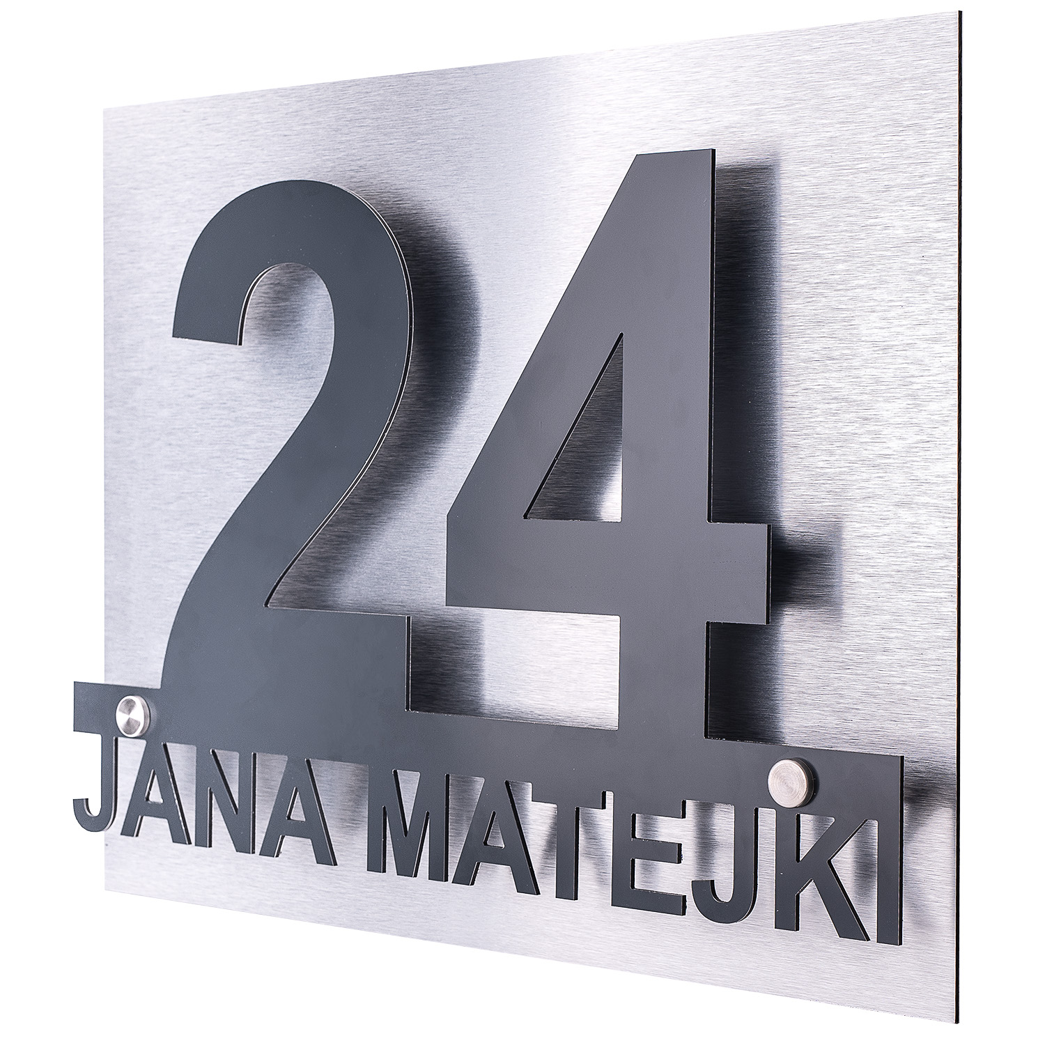 

Duża Aluminiowa Tabliczka Adresowa 48x38 Srebrna