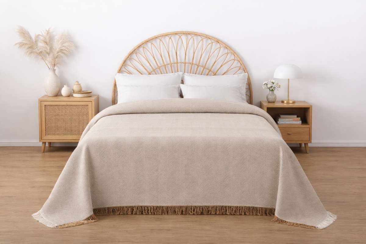 Velký bavlněný přehoz na postel Měkký 230x260 španělský pro velkou pohovku