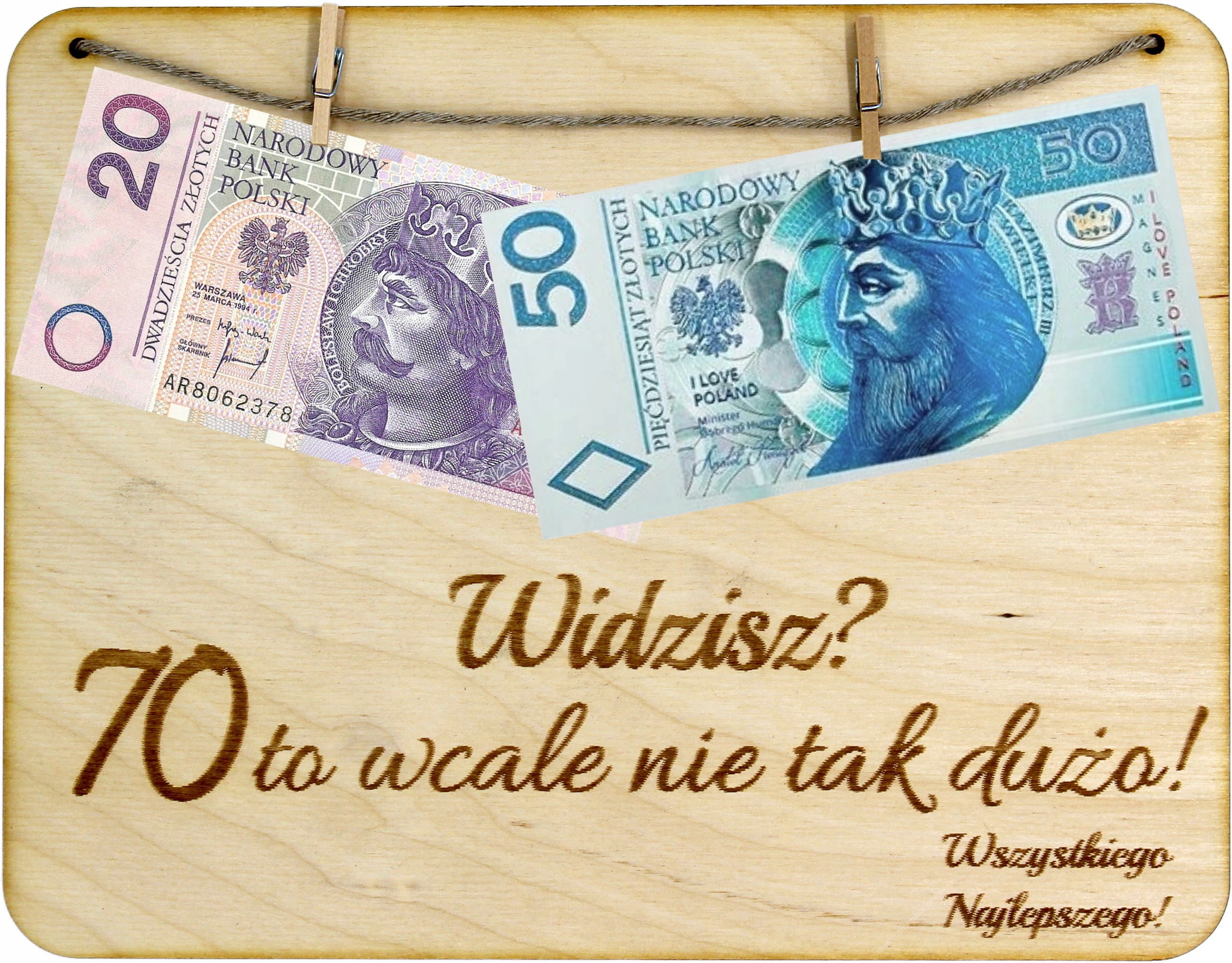 

Na 70 Urodziny Ramka Tabliczka Pieniądze