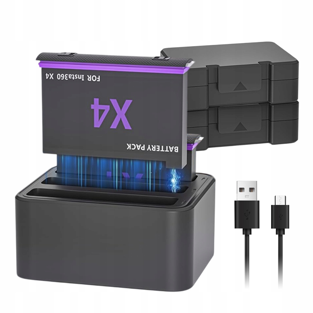 Usb Nabíječka Na 3X Akumulátor Pouzdro Baterie Pro INSTA360 X4 2 Baterie