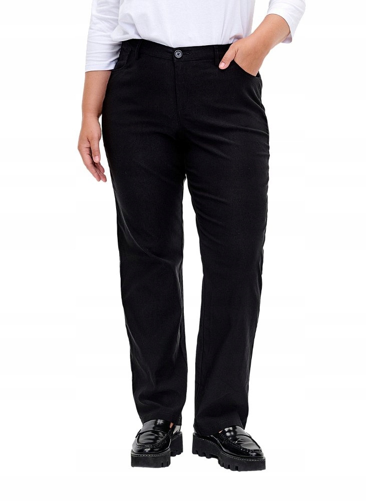 Zizzi Jednoduché Strečové Kalhoty Černé S Pasem Plus Size 812B 52