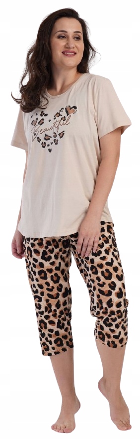 Pyžamo Panterka Srdce Beautiful Tričko Rybářky S Puntíky XXL