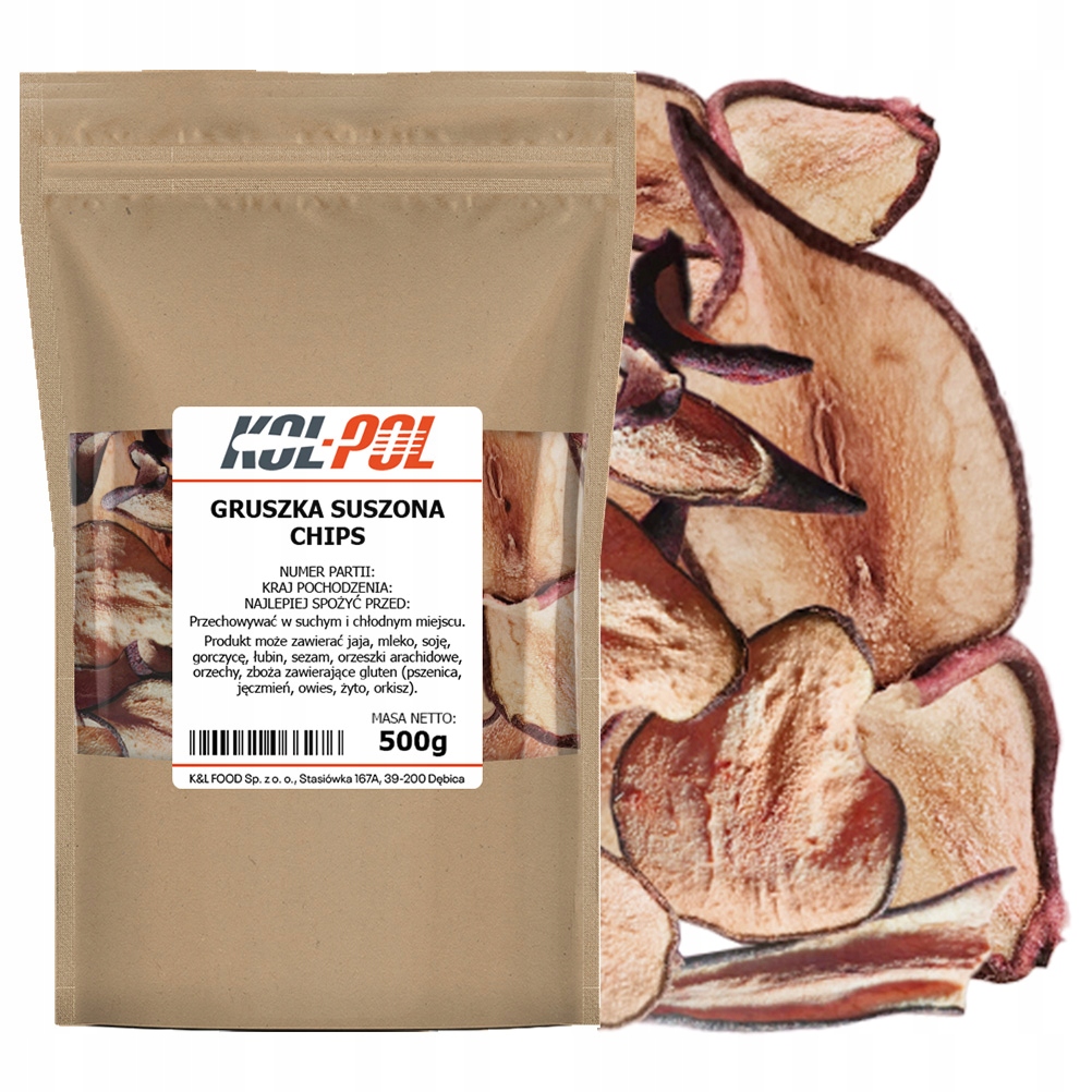 Levně Chipsy Hruškové 500g Křupavé sušené přírodní svačinka, kvalita Kol-Pol
