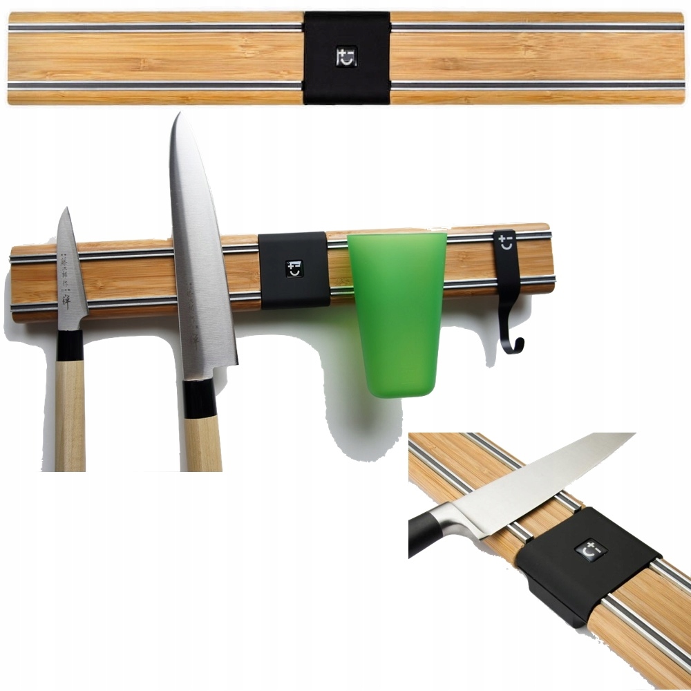 Bisbell Dvojdielna bambusová magnetická lišta na nože 45 cm BMKR21-45BA