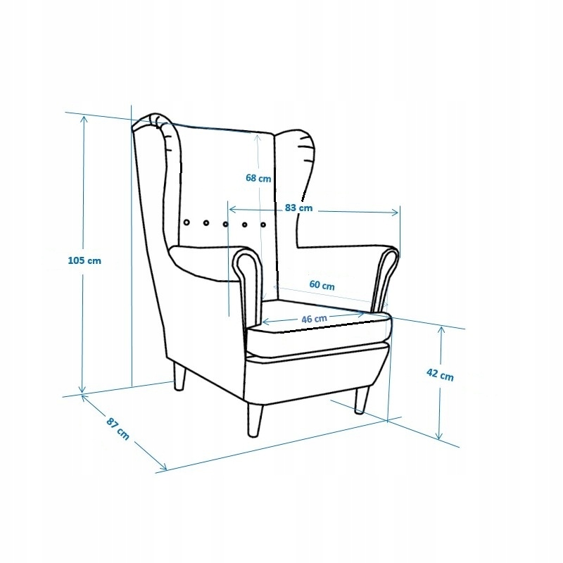Fotel USZAK z podnóżkiem WELUR PLAMOODPORNY Materiał obicia tkanina