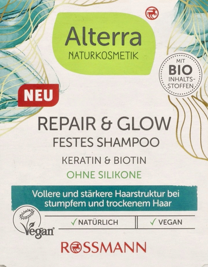 Alterra Szampon w Kostce Repair & Glow z Keratyna