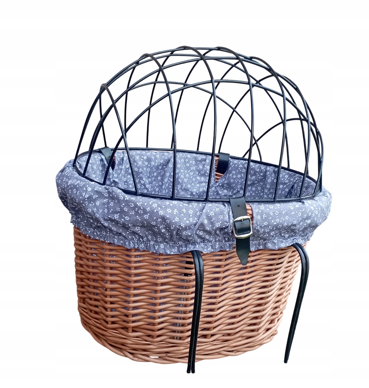 Koszyk wiklinowy na Rower z obszyciem i poduszką Transporter dla Psa do10kg